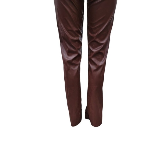 NEW Pretty Little Things Faux Leather Split Hem Trousers Pants Size 6‎ Brown - Picture 12 of 16